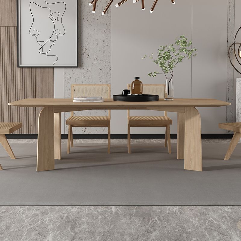Simple Kitchen Standard Dining Table Solid Wood Khaki Dining Table with 4 Legs Base