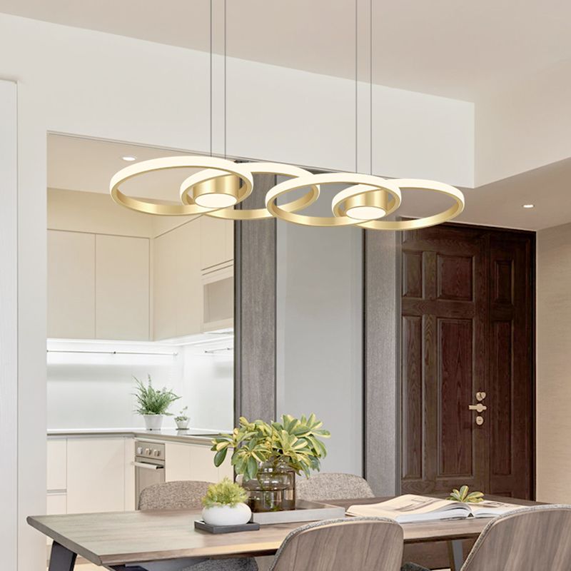 Linear Metal LED Island Light Fixture New Modern Ceiling Pendant Light for Dining Room