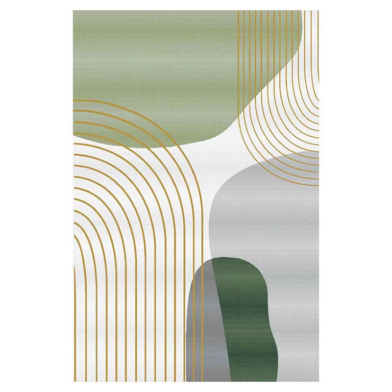 Modern Indoor Rug Leisure Green Polyester Area Rug Non-Slip Backing Carpet for Living Room
