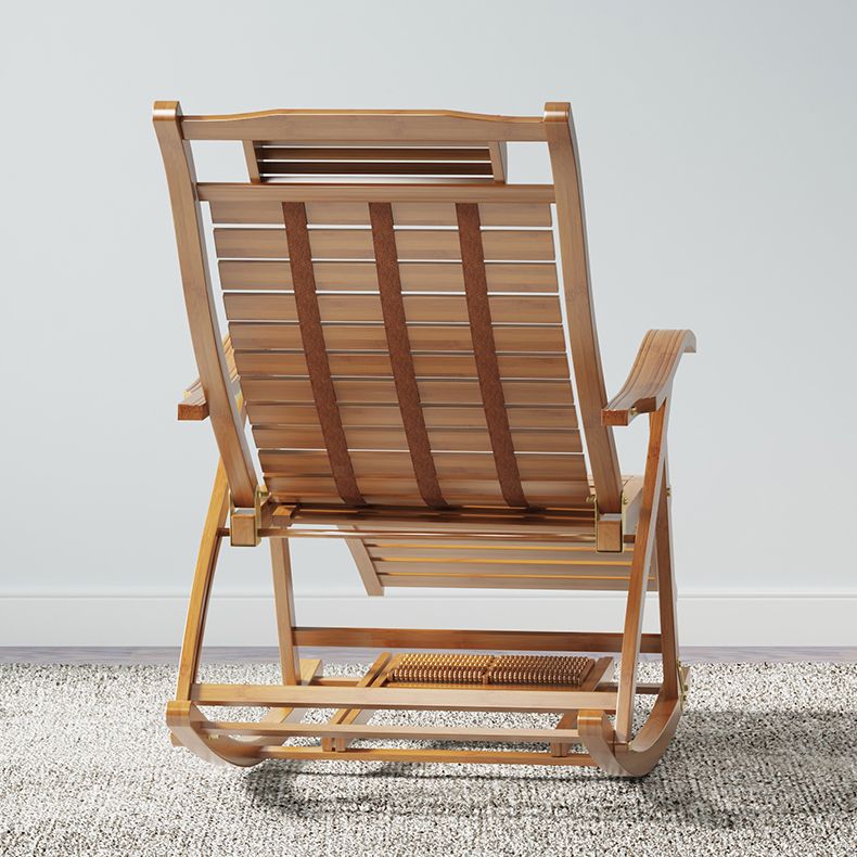 Traditional Rocking Chair Bamboo Solid Color Trapezoidal Back Indoor Rocking Chair