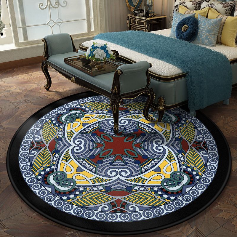 European Moroccan Rug Multi Colored Symmetric Pattern Rug Non-Slip Pet Friendly Machine Washable Rug for Bedroom