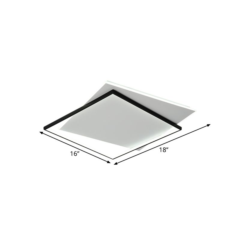 Overlapping Metallic Flush Mount Light Modernist LED Black Ceiling Mounted Fixture, 18"/21.5" Wide