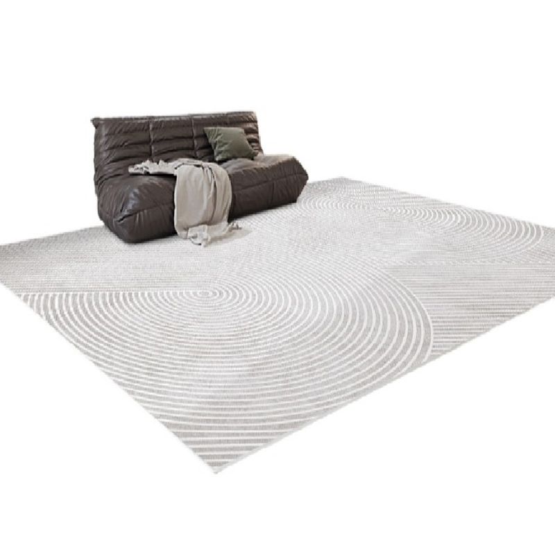 Modern Rug Light Grey Polyester Rug Stain Resistant Rug for Living Room