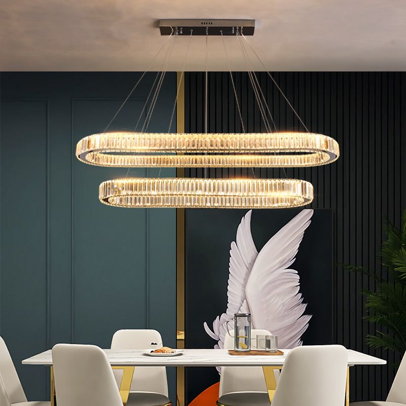 Oval Island Lighting Ideas Modern Chandelier Crystal 2 Light Island Plafond Light in Gold Finish