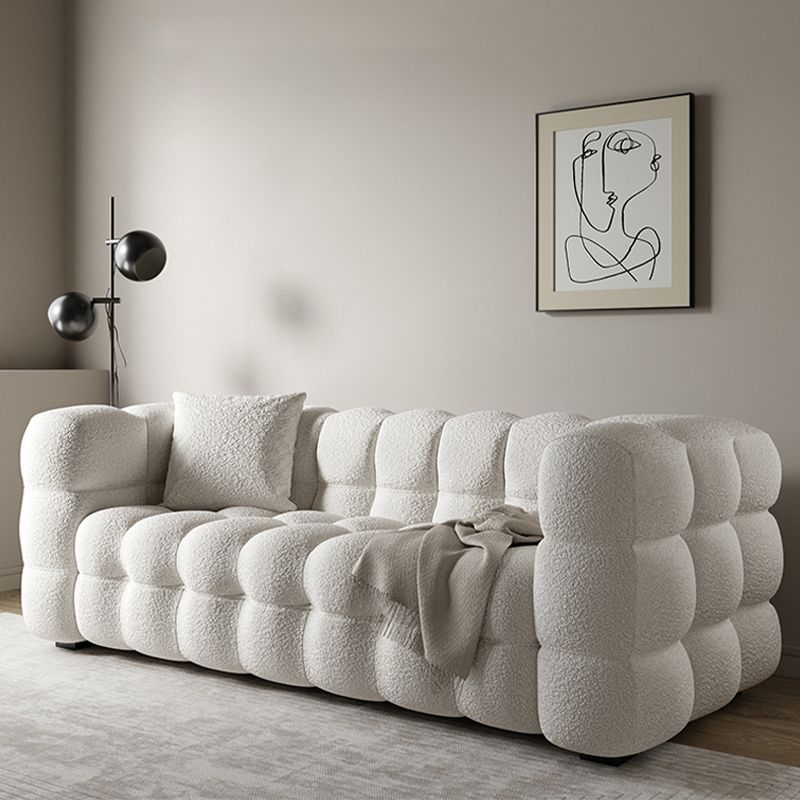 Bank met kussen terug met wol/imitatie lederen beige kussens