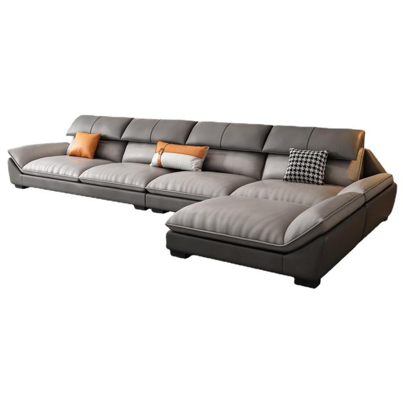 Pillow Top Arm Sectional L-shape 4-seater Faux Leather Sectional