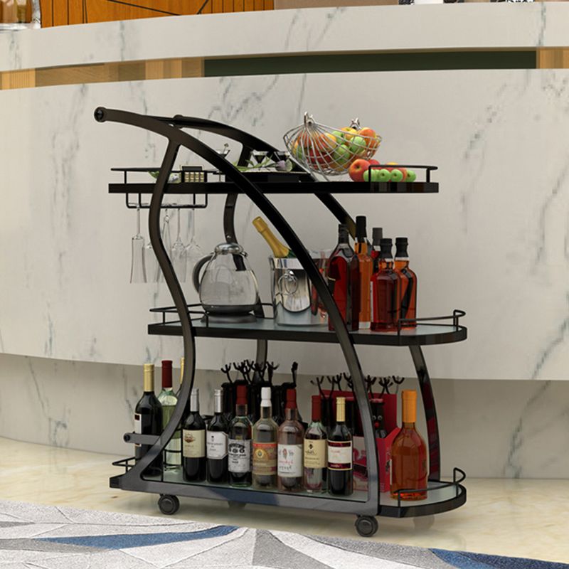 Modern Style Metal Prep Table 31.5"H Rolling Glass Prep Table for Home Use