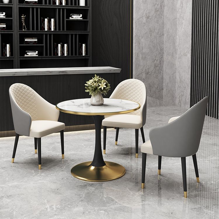 Tavolo da pranzo di lusso tradizionale da 31,5 '"tavolo rotondo con base di tulipani in metallo