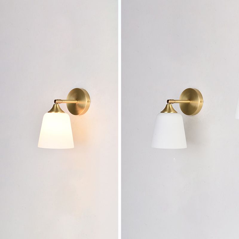 Modern Simple Style Geometric Shade Wall Sconce Metal and Glass 1 Light Sconces in Gold Finish