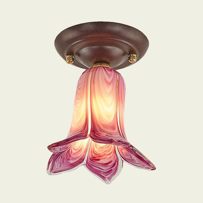 Lily/Tulp metalen plafondlamp landelijk 1-lichts woonkamer LED inbouwverlichting in wit/geel/paars