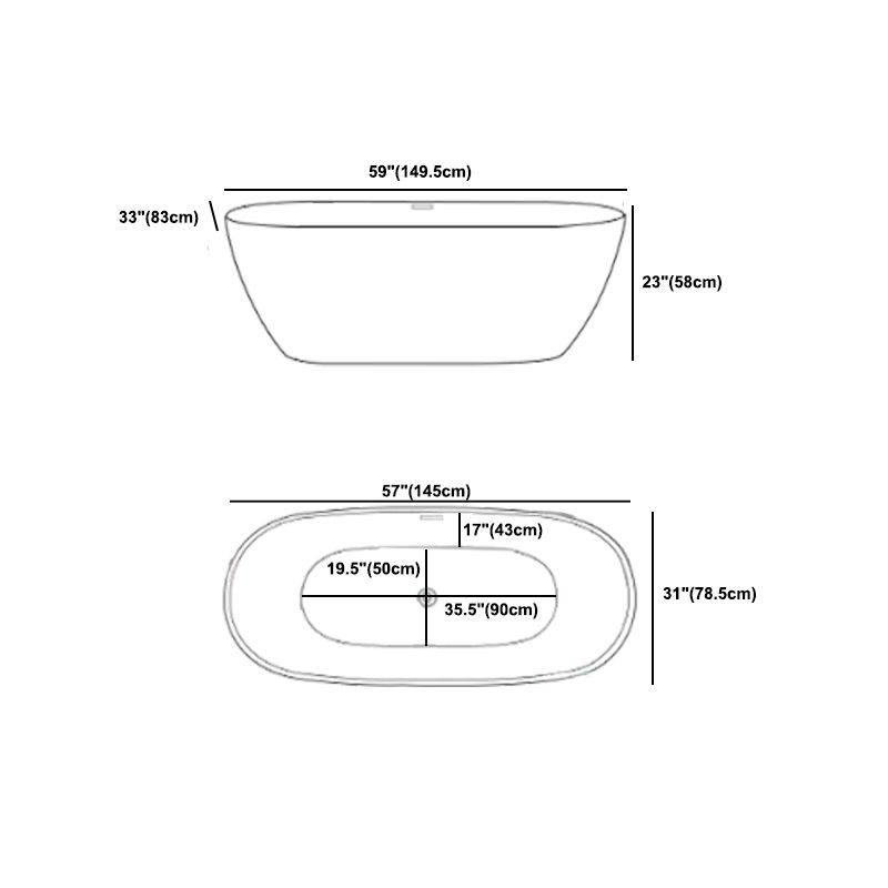 Oval Freestanding Bath Tub Modern Acrylic Bathtub for Bathroom
