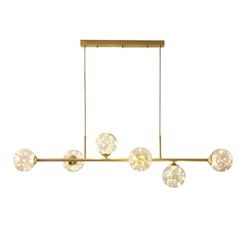 Zeitgenössische Küche Anhänger Lichter linear klare Glasinselbeleuchtungsideen