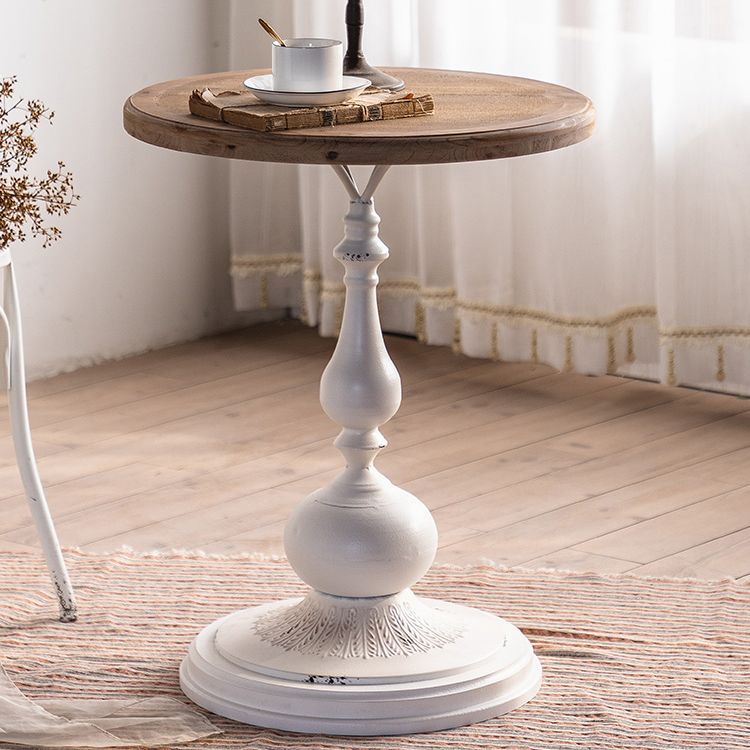 French Country Distressed Cocktail Table Wooden Pedestal Coffee Table for Living Room
