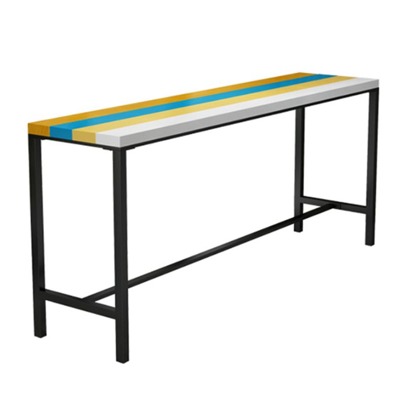 Modern 1/5 Pieces Bar Table Set Rectangle Wood Counter Table with High Stools for Cafe