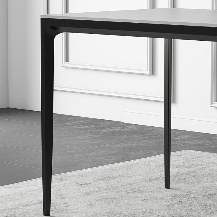 Industrial Sintered Stone Kitchen Table Rectangle Fixed Dining Room Desk