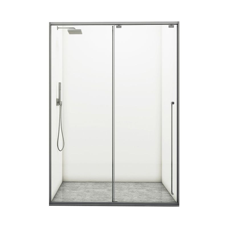 Gray Semi Frameless Stainless Steel Single Move Tempered Glass Shower Door