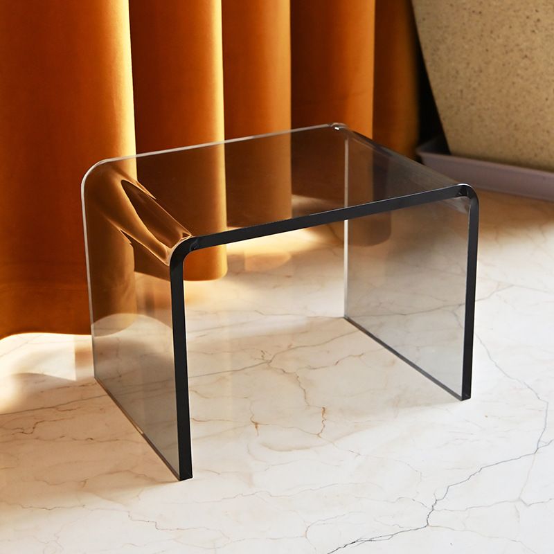 Modern Rectangular Glass Side End Table Sled Side Table for Living Room