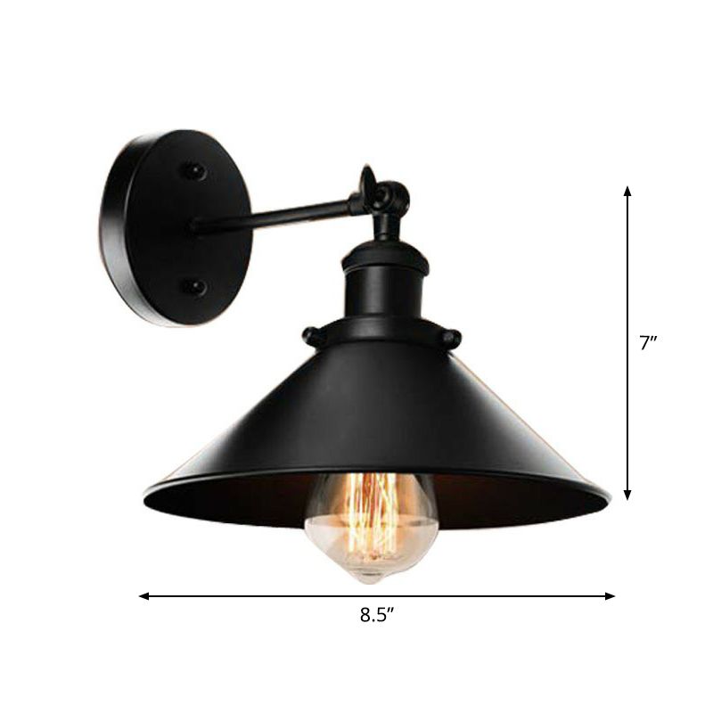 CONIC Shade Nacht Lesen Wandlampe Vintage Metall 1/2-Kopf-Schwarz Rotatable Wandhalterung Leuchte