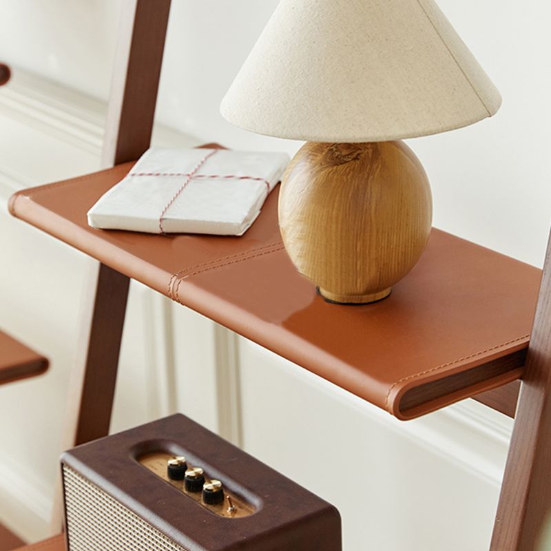 Modern Style Open Back Bookshelf Ladder Wooden Bookcase for Home Office