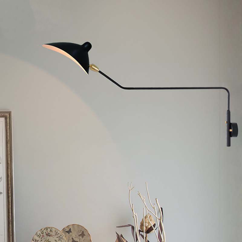 1/2-Licht-Wohnzimmer Wandleuchten mit gebogenem Arm Metallic Shade moderner Stil Schwarz/Weiß-Wandmontagelampe
