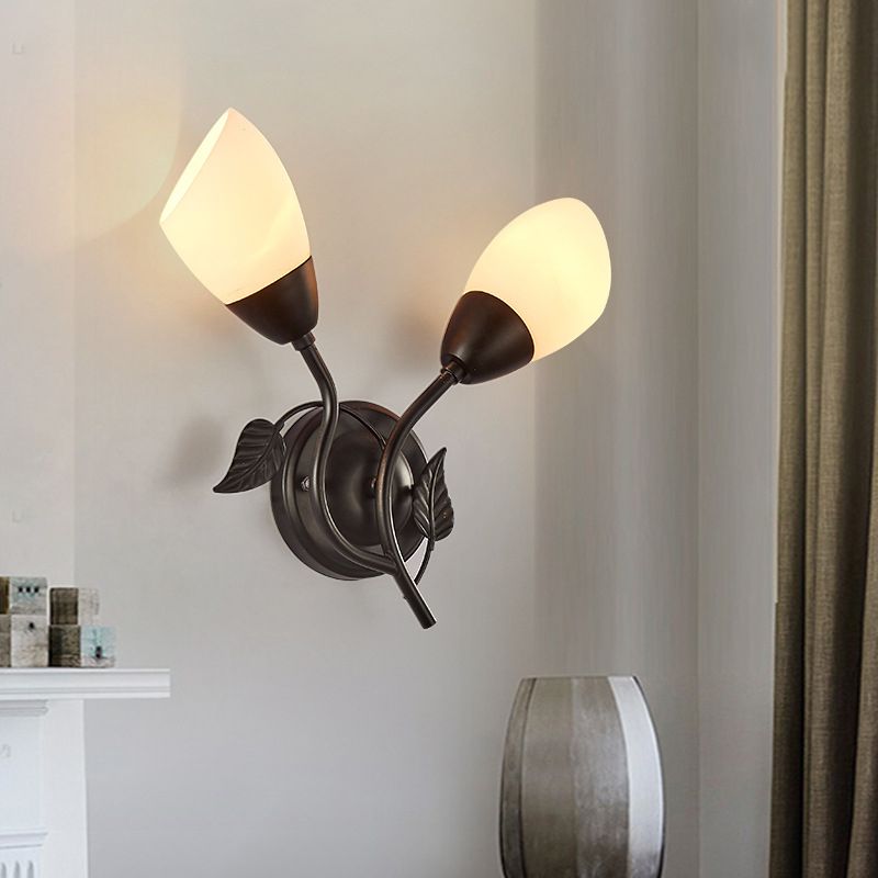 Modernist Wall Sconce Flower Wall Light Fixture with Glass and Metal for Bedroom