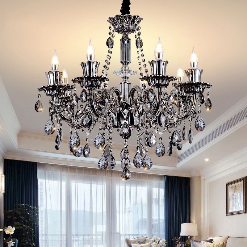 Crystal Candelabra Hanging Light Fixtures Vintage Living Room Hanging Chandelier Light