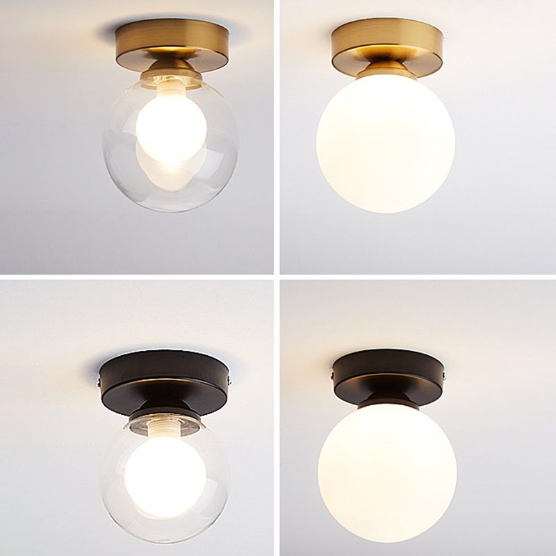 Mini Globe Glass Flush Mount Simple Single-Bulb Ceiling Light Fixture for Hallway