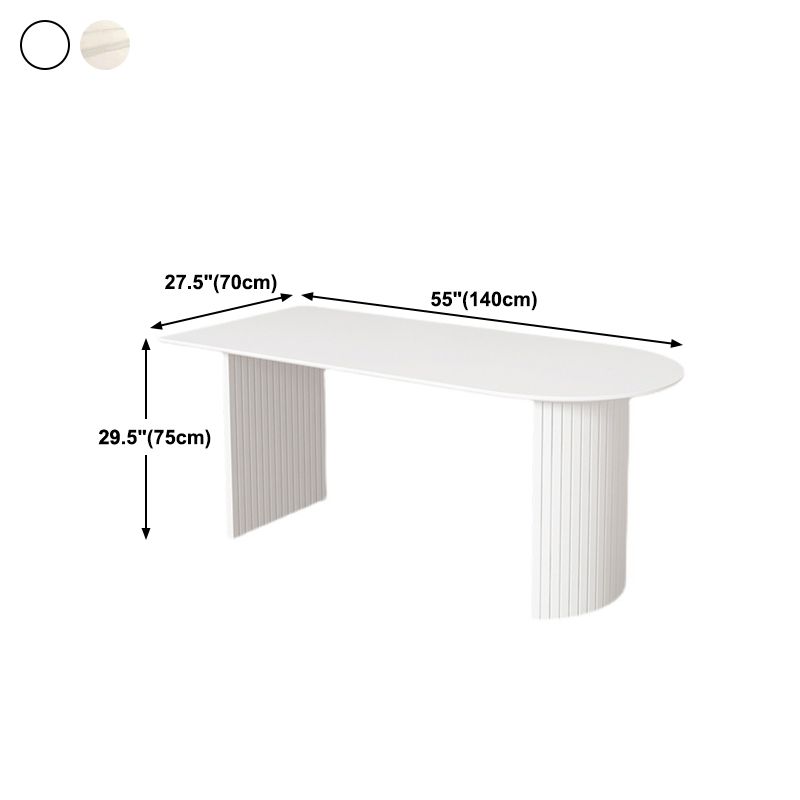 Stone Top Table Contemporary Dining Table with Sled Base in White