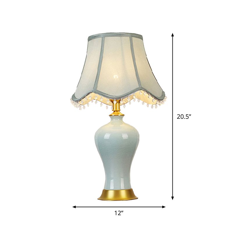 Lumière de nuit en forme d'urne à la main MODERNE Céramique 1-Bulbe Green / Green Light Table avec ombre ficto