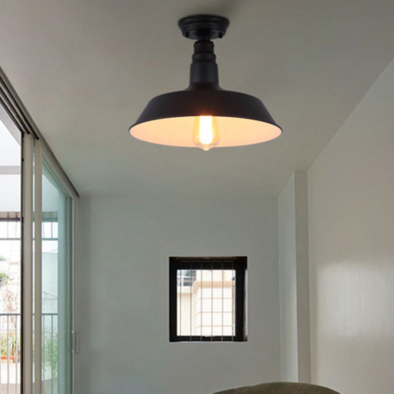Plafonnier en fer de style industriel, 1 ampoule, plafonnier noir/marron