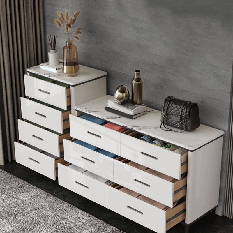 Glam Stone Storage Chest Bedroom White 16" Wide Chest with Drawers