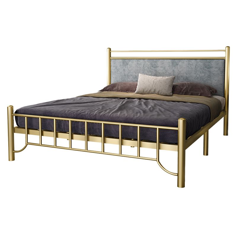 Glam Standard Bed with Rectangular Panel Headboard and Metal Legs Bed