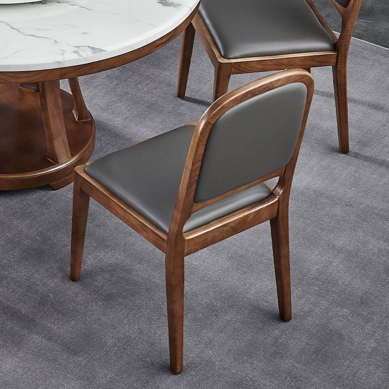 Chaises d'appoint de salle à manger en bois de style contemporain Chaises d'appoint de salle à manger à dossier ouvert (Ensemble de 2)