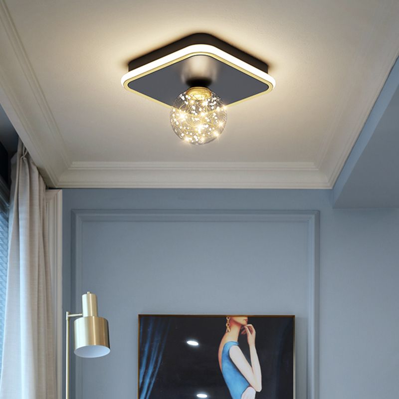 Moderne Kugel-Deckenleuchte im minimalistischen Stil, Glas, 2 Lichter, Unterputz-Deckenleuchte