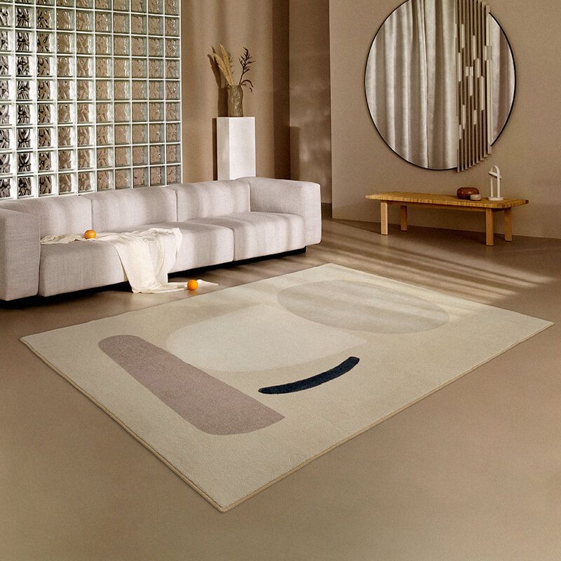 Modern Khaki Indoor Rug Leisure Contrast Panel Polyester Non-Slip Backing Area Carpet for Home Decor