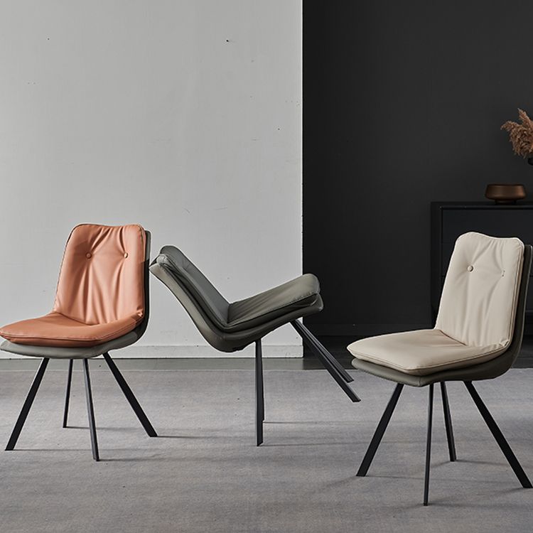 Leather Dining Side Chair Industrial Design Armless Solid Back Chairs