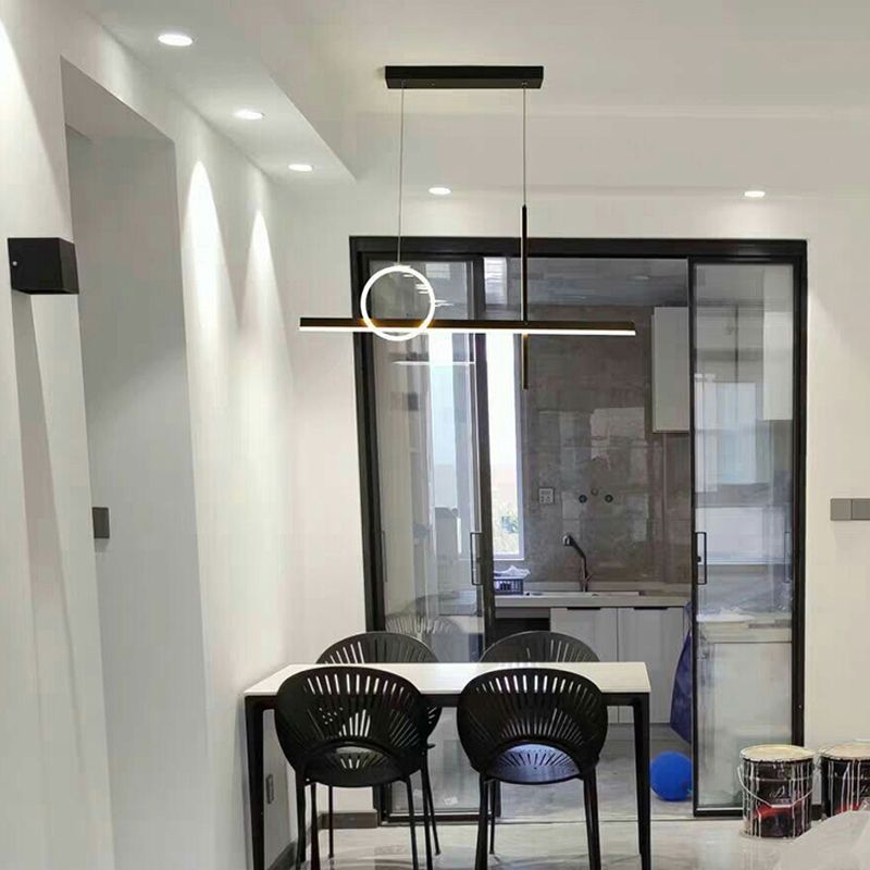 3 luces de isla lineal ligera Ideas de iluminación de isla de metal contemporánea para cocina