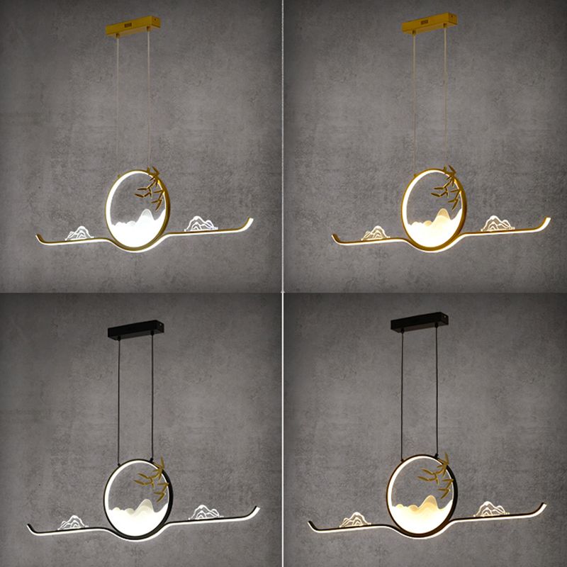 Modern LED Island Lighting Circle Metal Chandelier Light Fixture for Dining Room