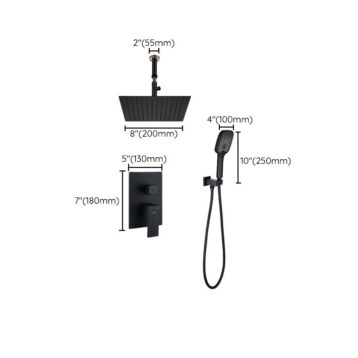 Modern Shower Set Brass Square Temperature Control Shower System
