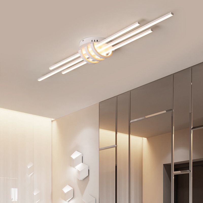3-Lights Geometric Flush Mount Light Fixture Modern Metal Flush Light