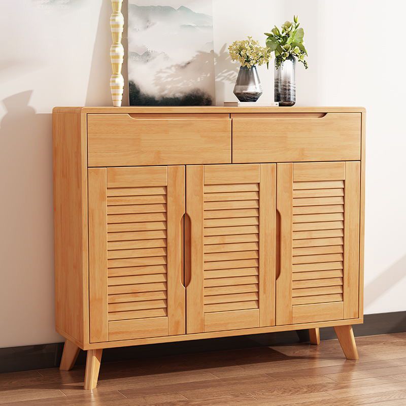 Door and Drawer Accent Cabinet Wood Cabinet in Brown/Natural