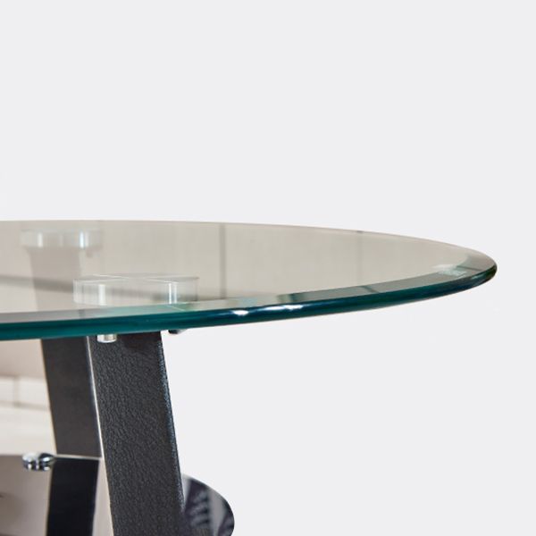 Zeitgenössischer Stil Küche Temperierter Glas Esstisch runden Form Tisch mit 3 Beinbasis