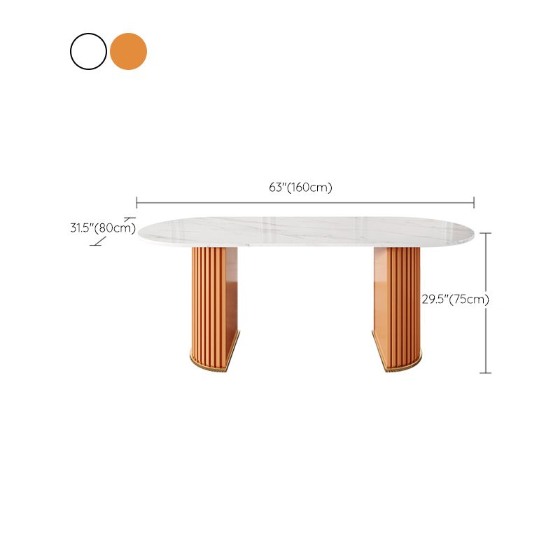 Double Pedestal Dining Room Table Modern Stone Table for Kitchen