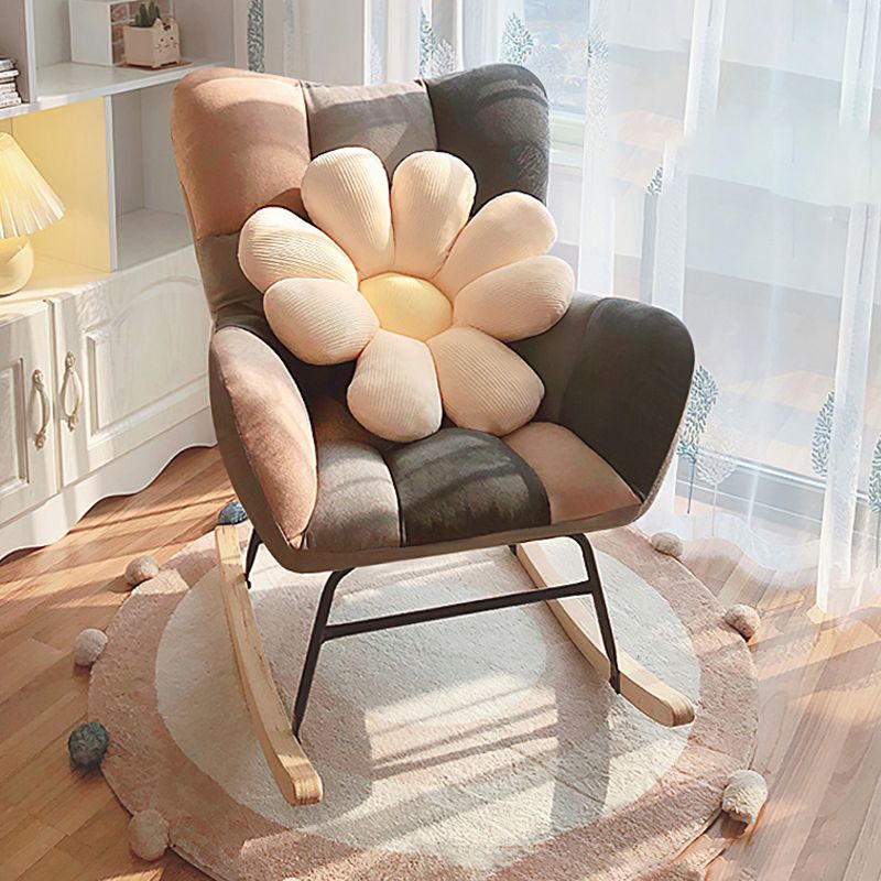 Fabric Rocking Chair Color Panel Contemporary Tufted Cushions Rocker Chair with Ottoman