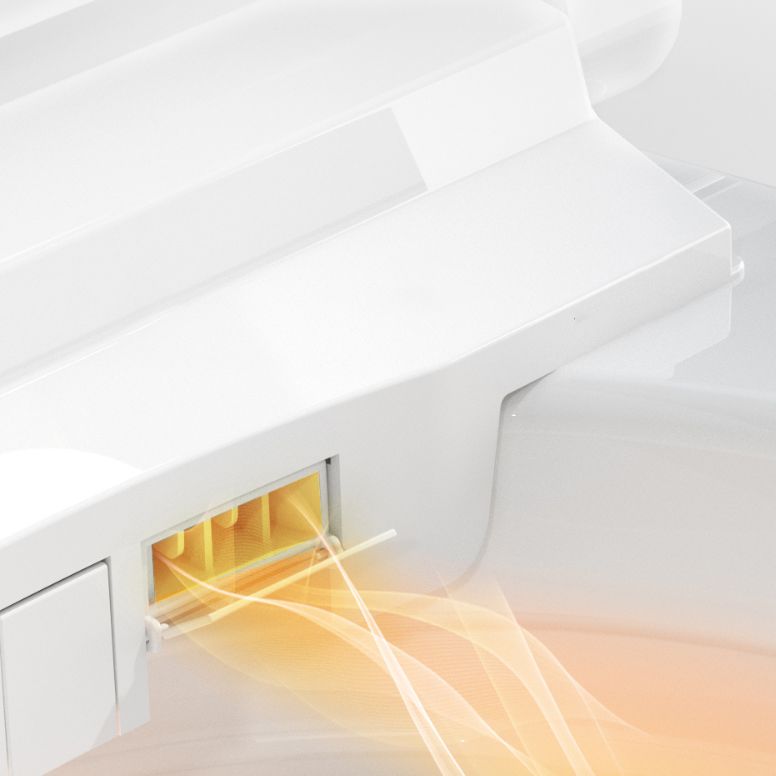 Contemporary Smart Bidet White Ceramic Round Dryer Floor Mount Bidet