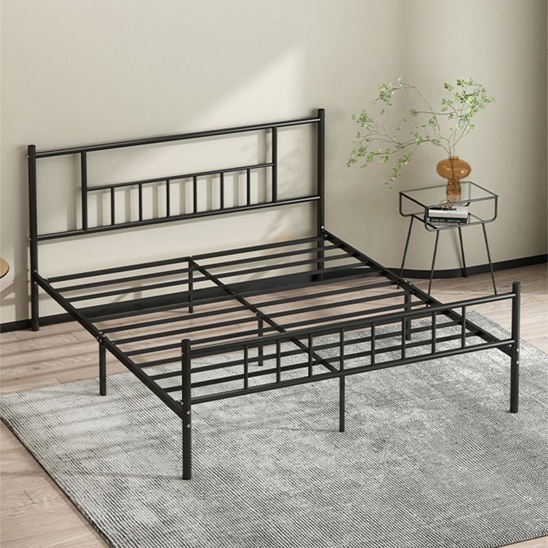 Contemporary Metal Standard Bed, Open-Frame Rectangular Headboard Bed