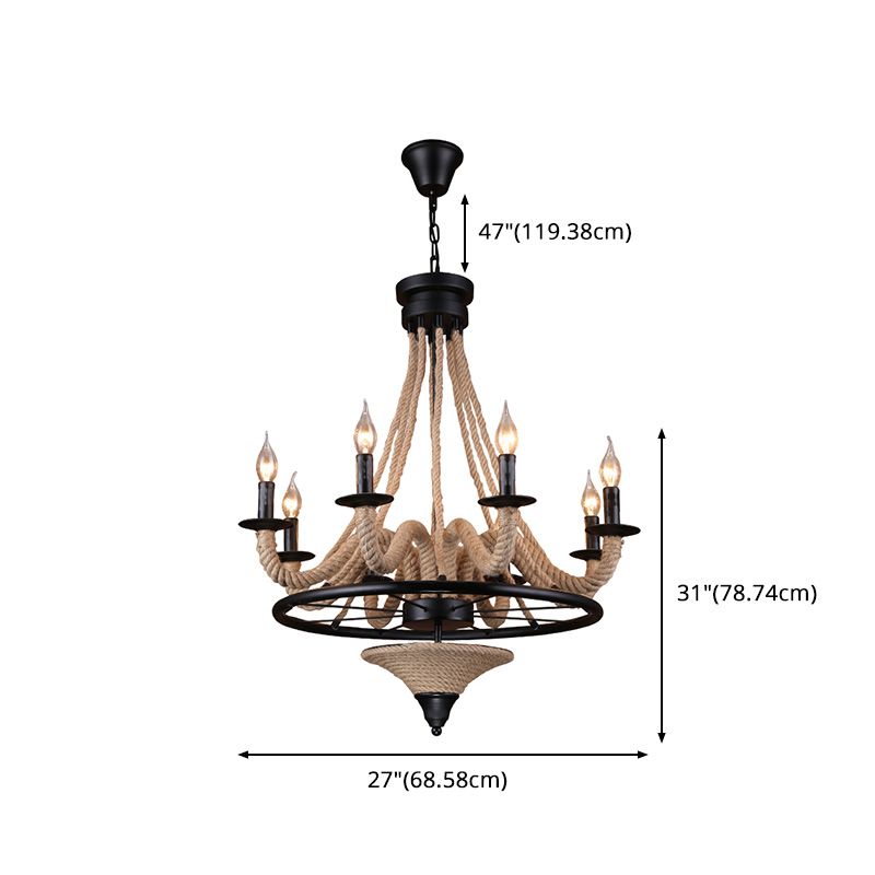 Candle Island Lighting Fixtures Industrial Rope Pendant Lighting for Restaurant