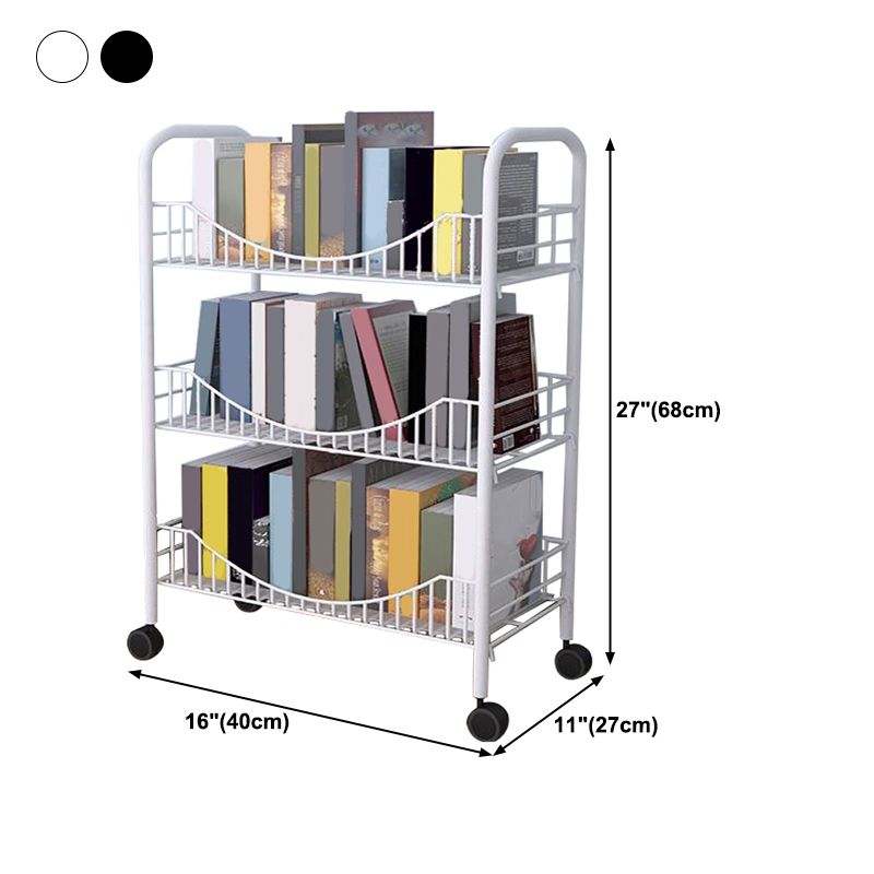 Contemporary Style Bookshelf Open Shelf Bookcase for Study Room Office with Casters