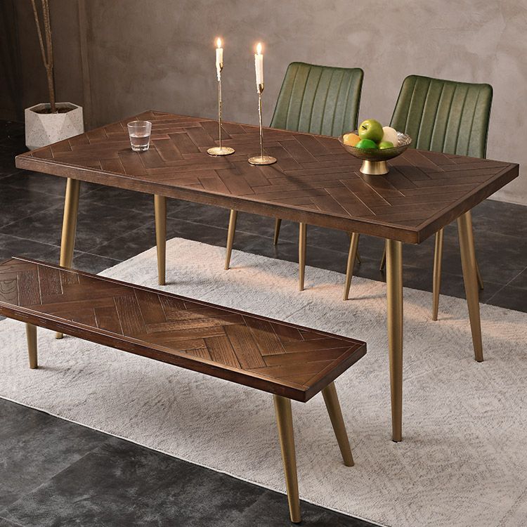 Rectangle Dining Side Table Traditional Luxury Solid Wood Dinner Table with 4 Legs