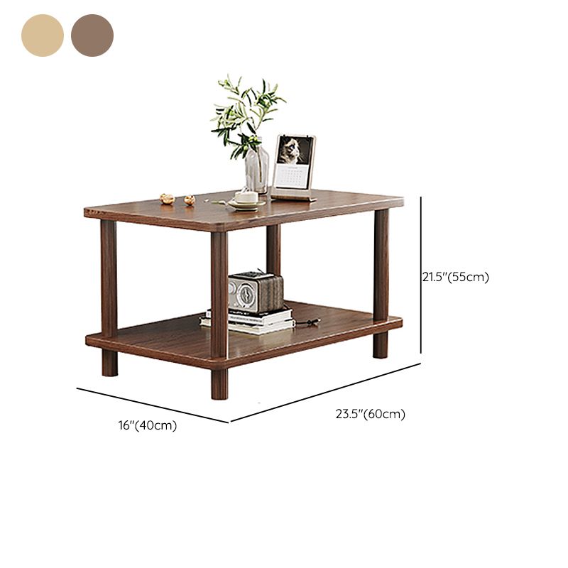 Modern 4 Legs Corner Table Solid Wood Sofa Side End Table with Storage